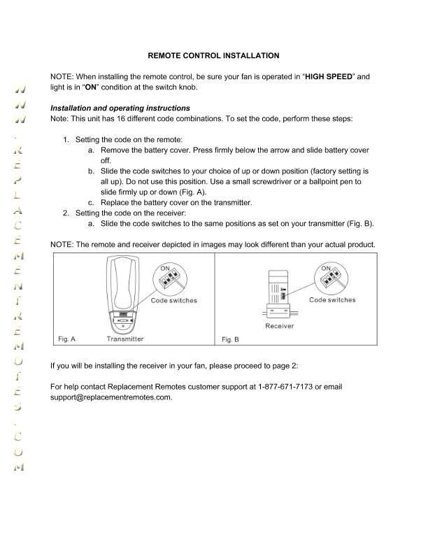 Download FREE HamptonBay Ceiling Fan Remote Control Pairing